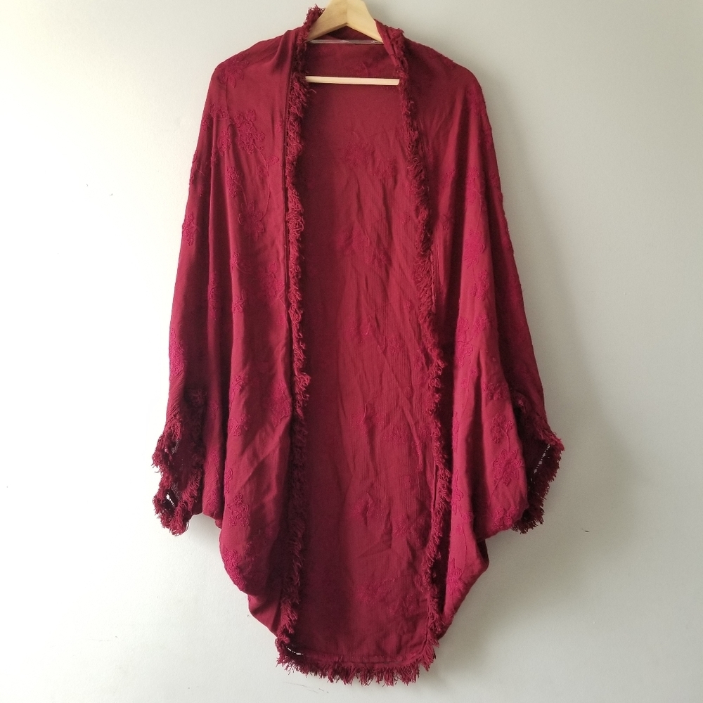 Umgee Maroon Burgundy Cocoon Style Kimono S/M